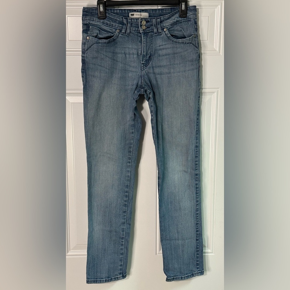 Levi Mid Rise Skinny Jeans Womens Size 8 M Blue Denim Double Button Flap Pocket